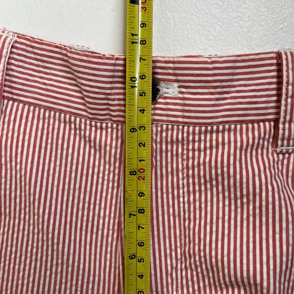 Izod Red White Stripe Seersucker Cotton Mens Flat Front Pant 30/32 Preppy Twee